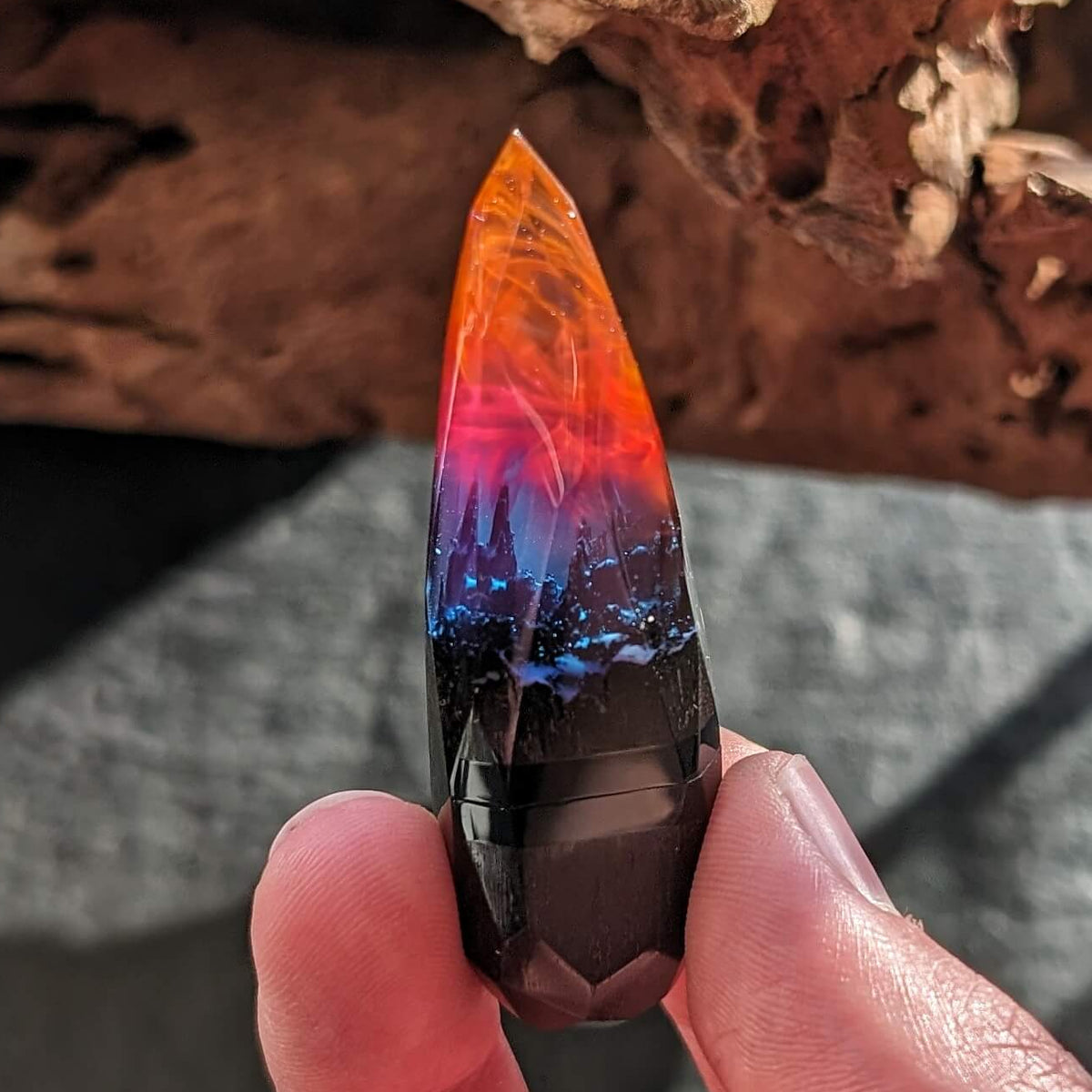 Wood resin USB flash drive with Nebula, handmade USB gift engraved with Engraving