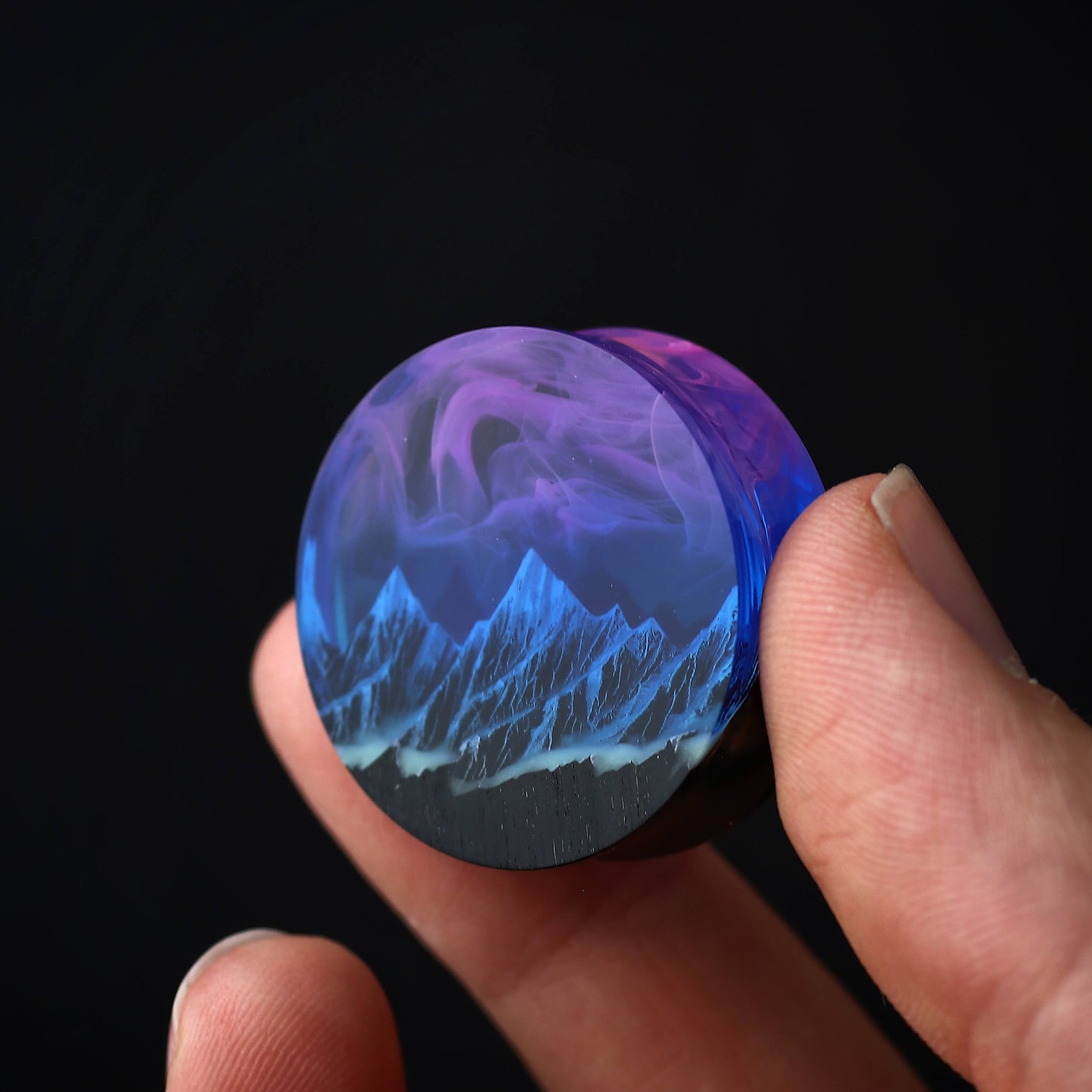Glow in the dark plug earring Wood resin flesh tunnels Flesh gauge plugs Wood resin ear gauges Double flare tunnels Unique design