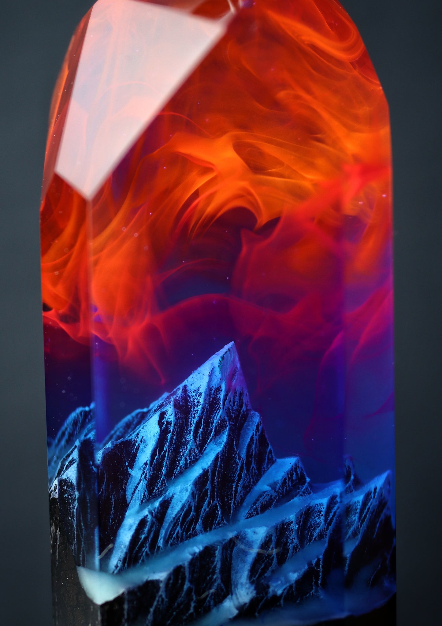 Epoxy resin and wood Nightfall Mountain Long pendant