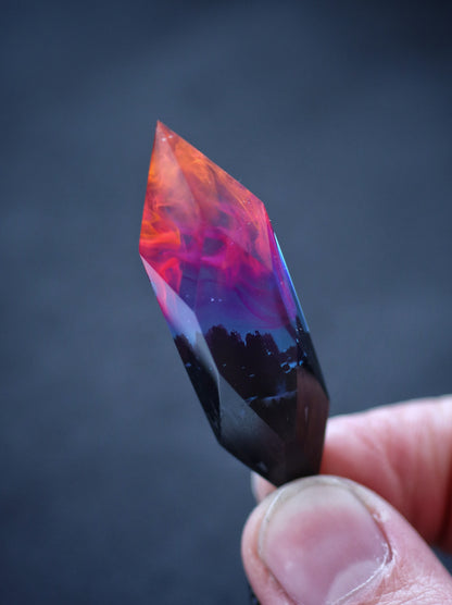 Epoxy resin and wood Nightfall Crystal pendant