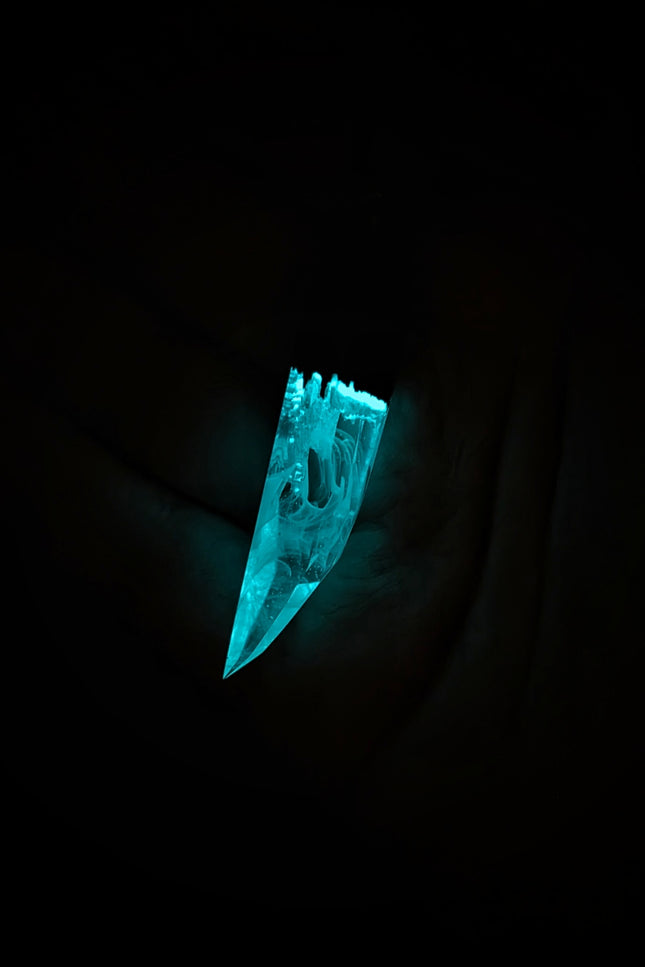 Epoxy resin and wood White faceted Fang pendant