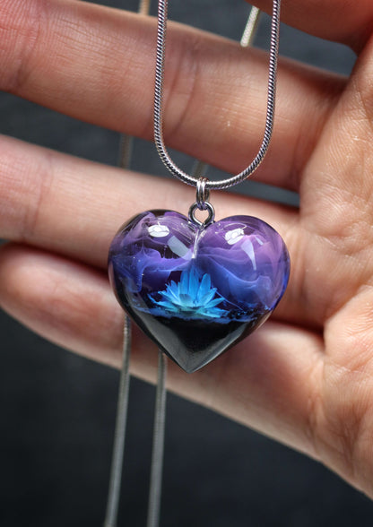 Nightfall Glixia flower Heart pendant