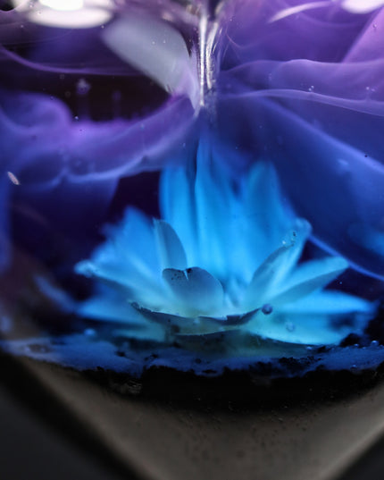 Epoxy resin and wood Nightfall Flower Heart pendant