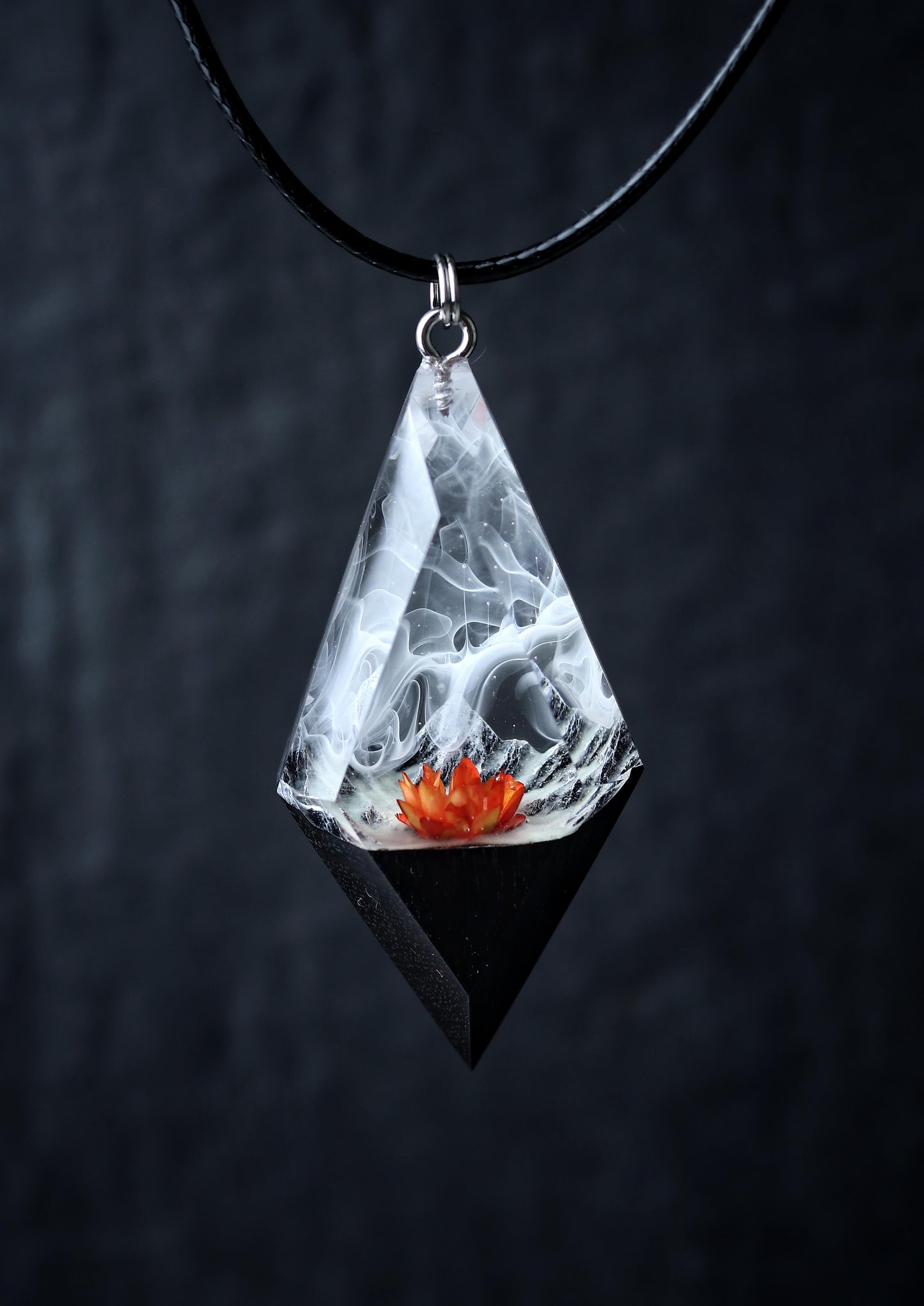 Mountain Panorama Red flower pendant
