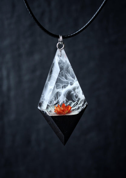 Mountain Panorama Red flower pendant
