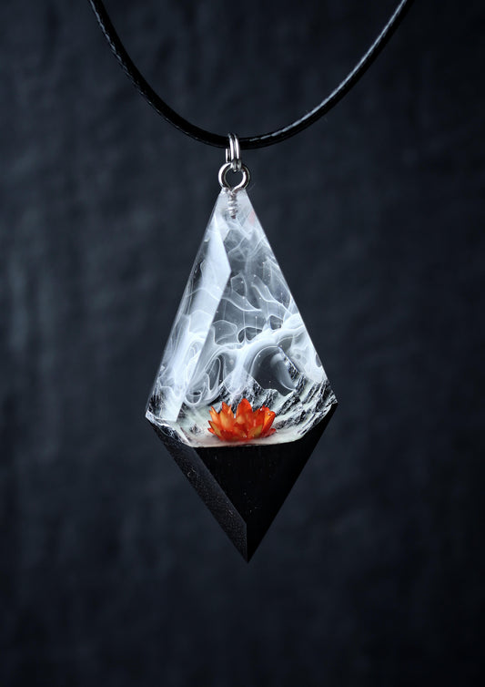 Mountain Panorama Red flower pendant