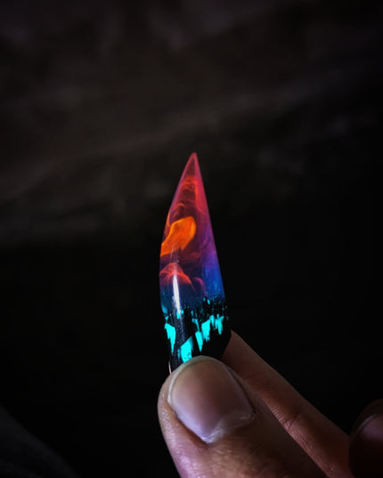 Epoxy resin and wood Nightfall Fang pendant