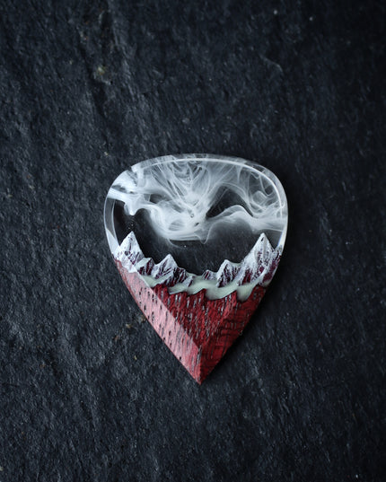 Epoxy resin and wood Amaranth White Mountain guitar pick