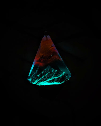 Epoxy resin and wood Mountain Nightfall pendant Rhombus