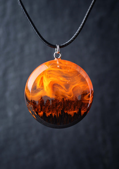 Fire Round Faceted pendant