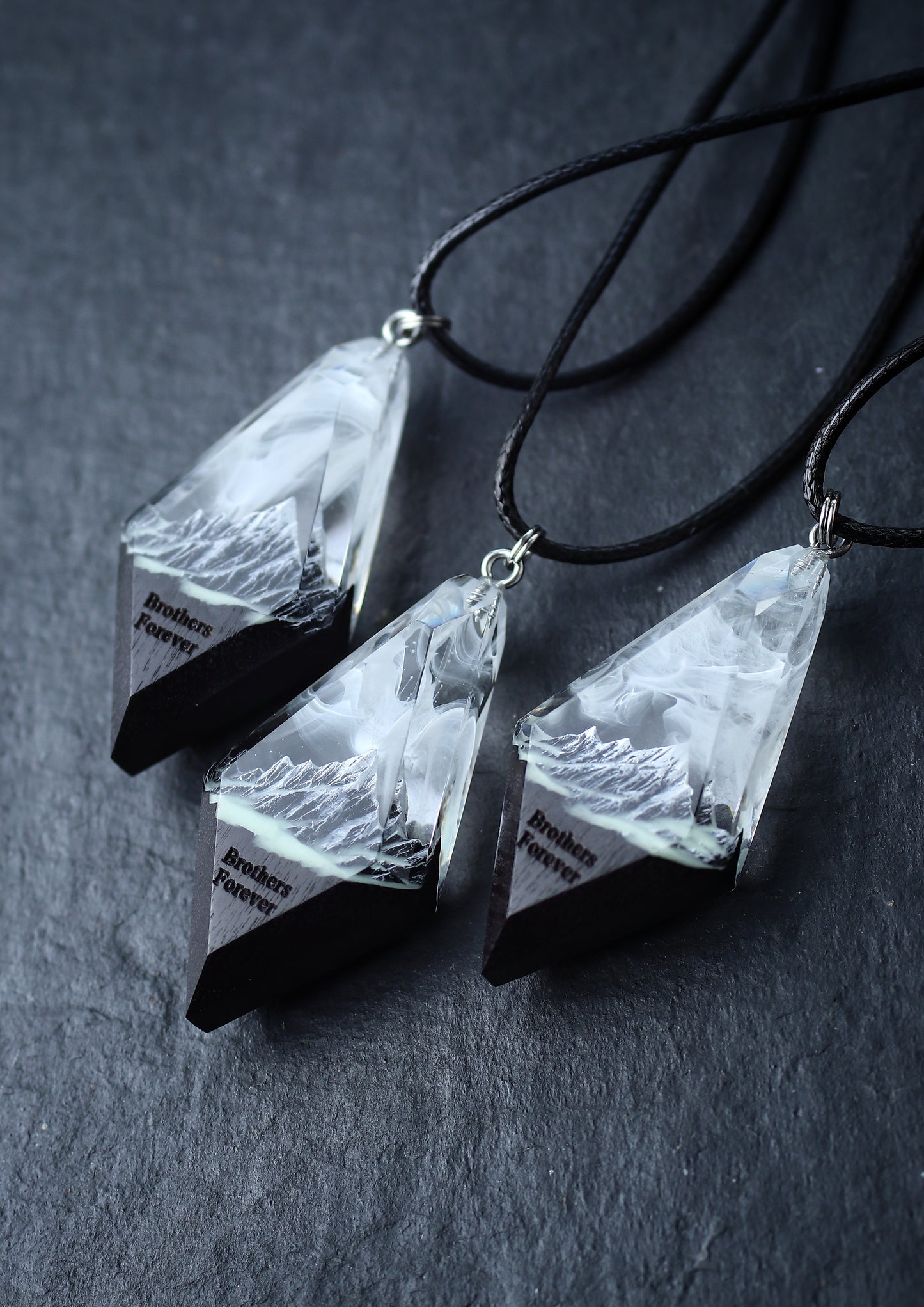 Epoxy resin and wood Mountain Pass pendant - Glow in the dark