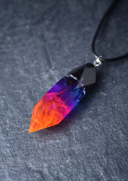 Epoxy resin and wood Nightfall Crystal pendant