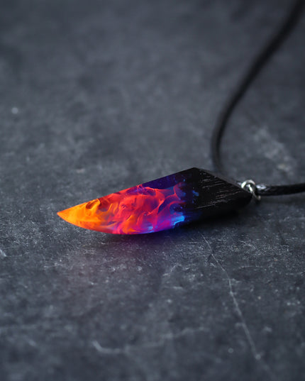 Epoxy resin and wood Nightfall Fang pendant