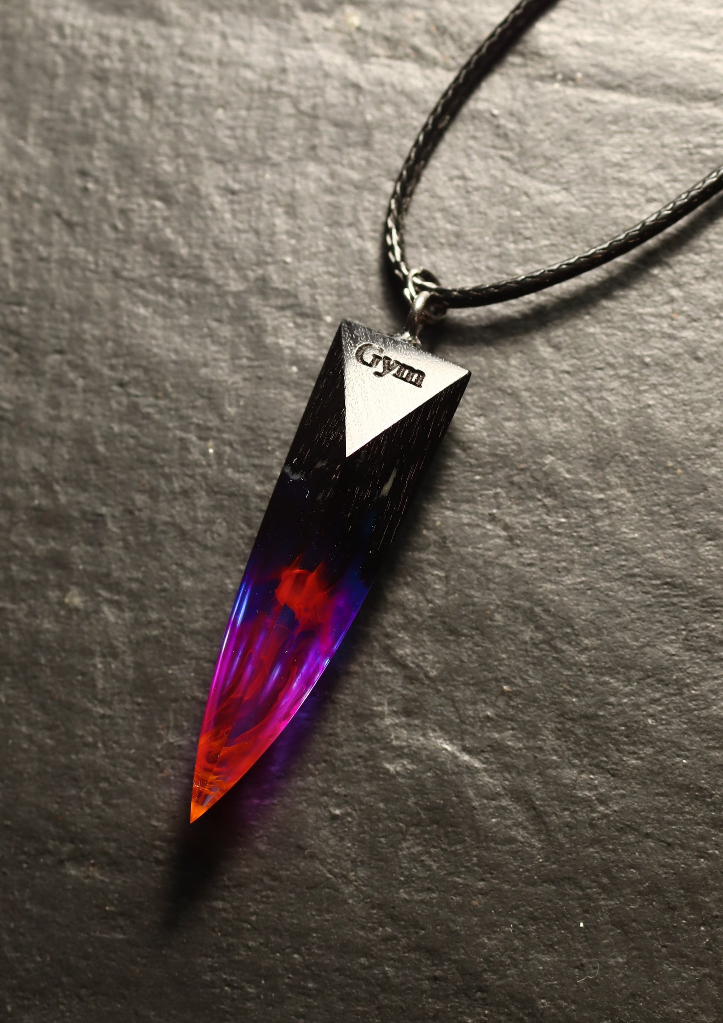 Epoxy resin and wood Nightfall Fang pendant