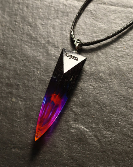 Epoxy resin and wood Nightfall Fang pendant