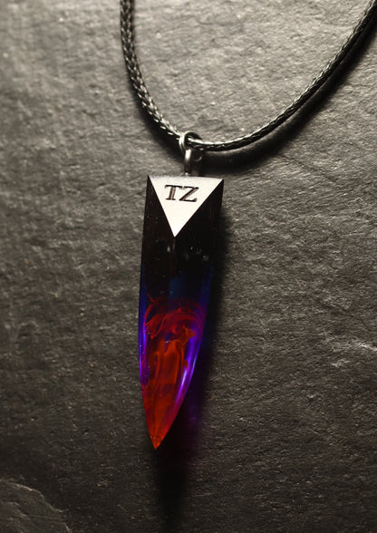 Epoxy resin and wood Nightfall Fang pendant