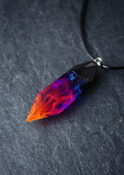 Epoxy resin and wood Nightfall Crystal pendant