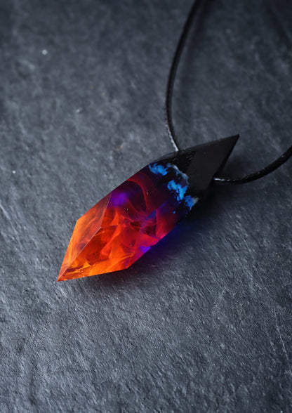 Epoxy resin and wood Nightfall Crystal pendant 2