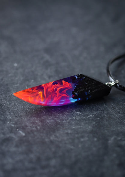 Epoxy resin and wood Nightfall Fang pendant