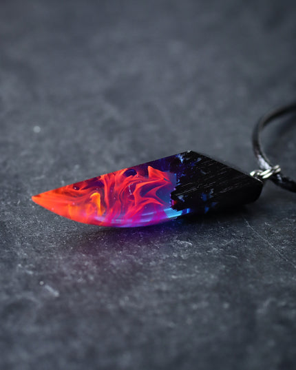Epoxy resin and wood Nightfall Fang pendant