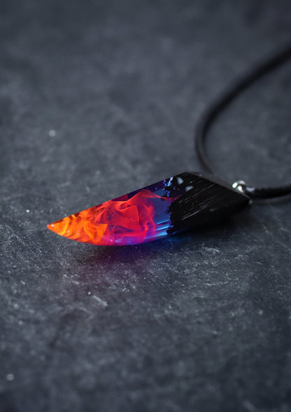 Epoxy resin and wood Nightfall Fang pendant