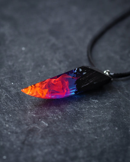 Epoxy resin and wood Nightfall Fang pendant