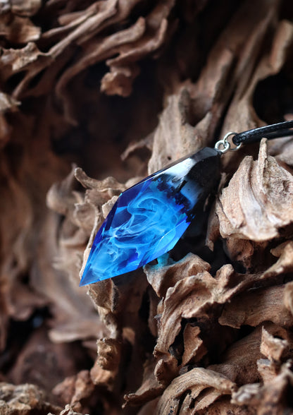 Epoxy resin and wood Blue Crystal pendant