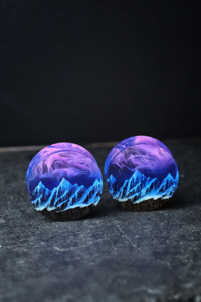 Glow in the dark plug earring Wood resin flesh tunnels Flesh gauge plugs Wood resin ear gauges Double flare tunnels Unique design