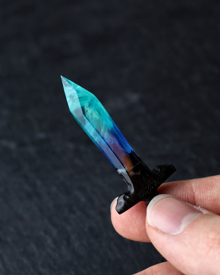 Epoxy resin and wood Northern lights Sword pendant