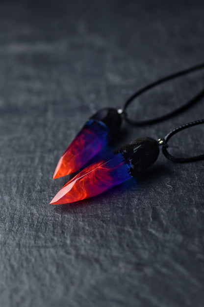 Wood Resin Nigtfall Crystal Pendant