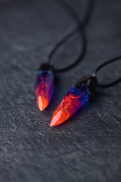 Wood Resin Nigtfall Crystal Pendant