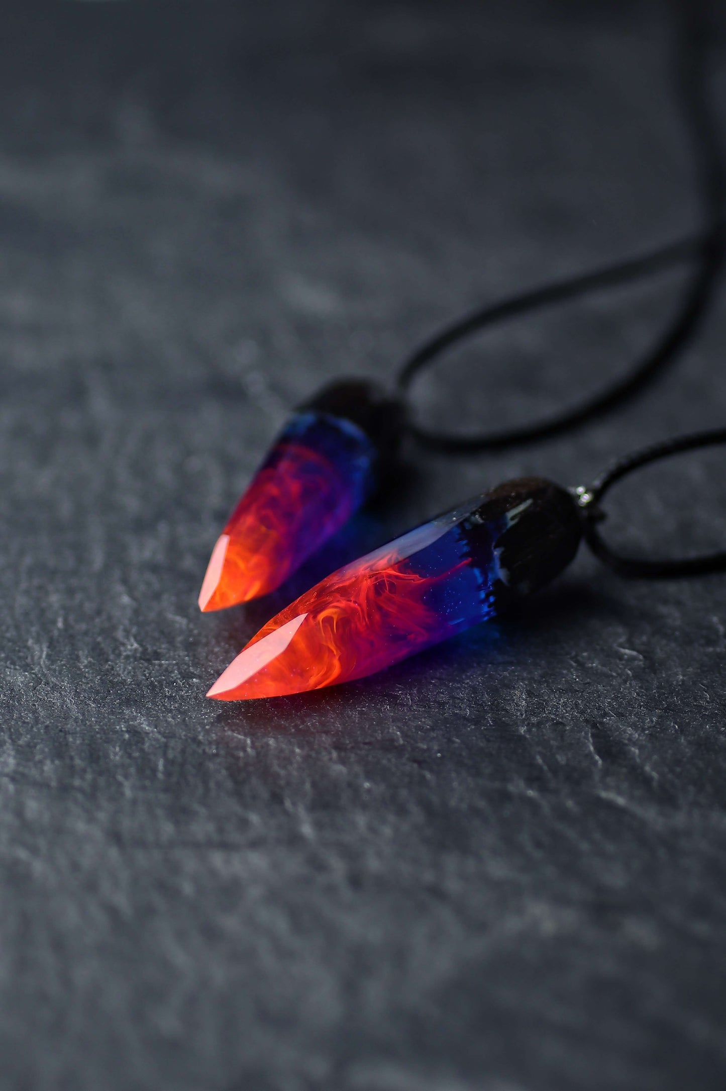 Wood Resin Nigtfall Crystal Pendant