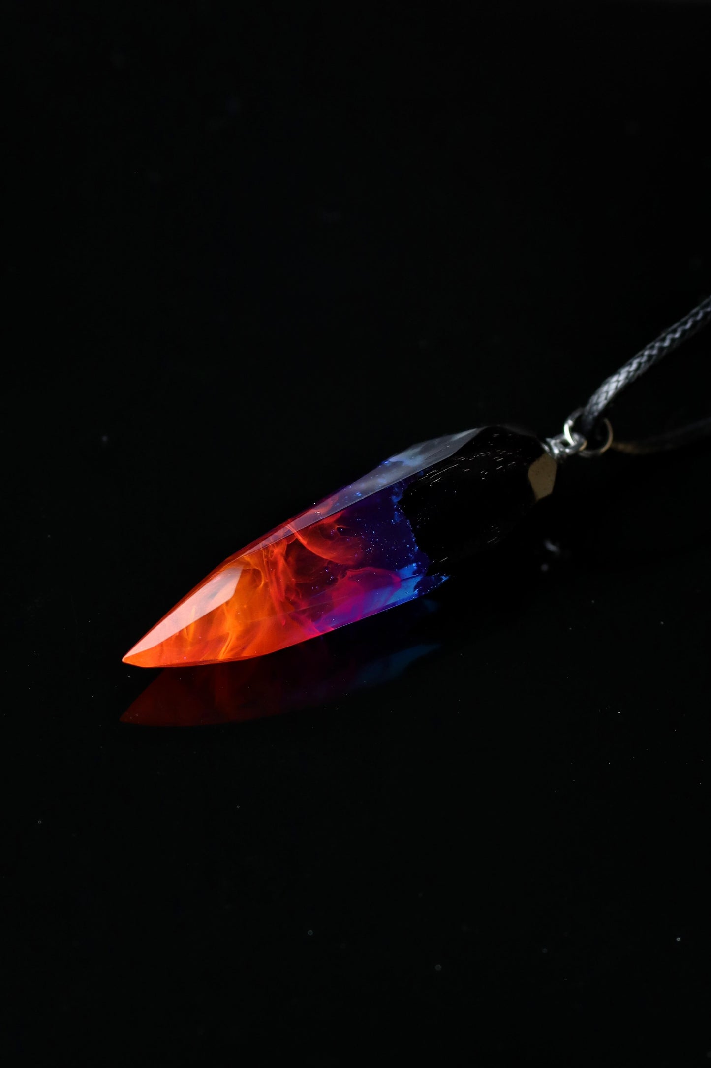 Wood Resin Nigtfall Crystal Pendant
