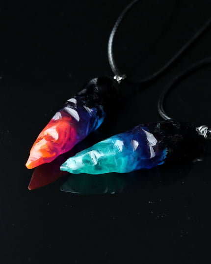 Epoxy resin and wood Couple Nightfall & Northern lights rough pendant