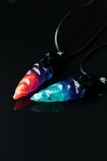 Epoxy resin and wood Couple Nightfall & Northern lights rough pendant