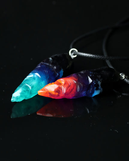 Epoxy resin and wood Couple Nightfall & Northern lights rough pendant