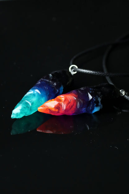 Wood Resin Northern Lights Pendant Set – Glow-in-Dark Necklace Pair