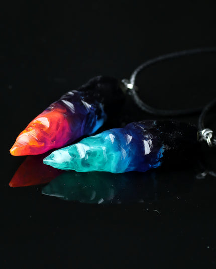 Epoxy resin and wood Couple Nightfall & Northern lights rough pendant