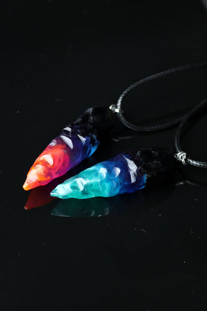 Wood Resin Northern Lights Pendant Set – Glow-in-Dark Necklace Pair