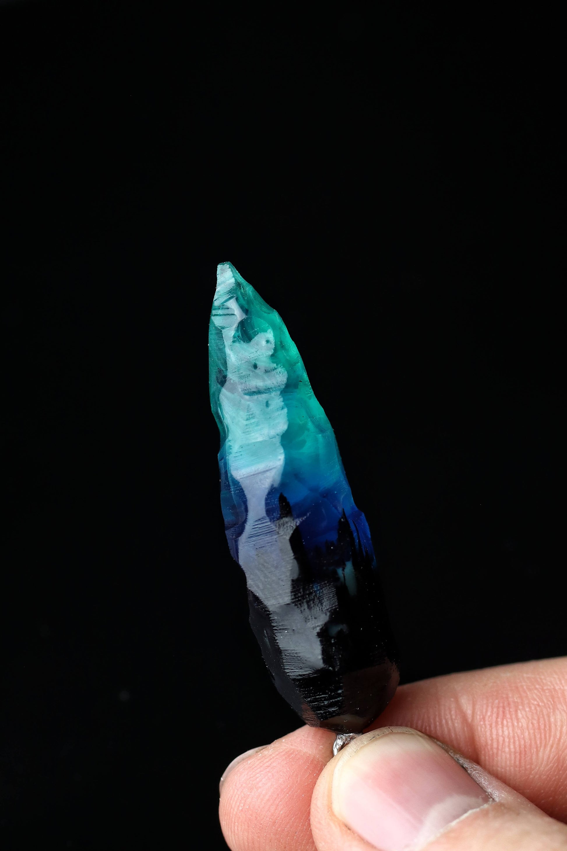 Wood Resin Northern Lights Pendant Set – Glow-in-Dark Necklace Pair