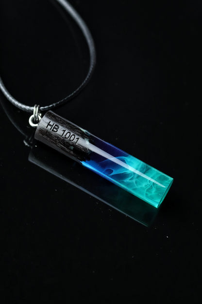 Couple Northern lights Wood Resin necklace - Birthday gift • Glow in the dark • Charm necklace