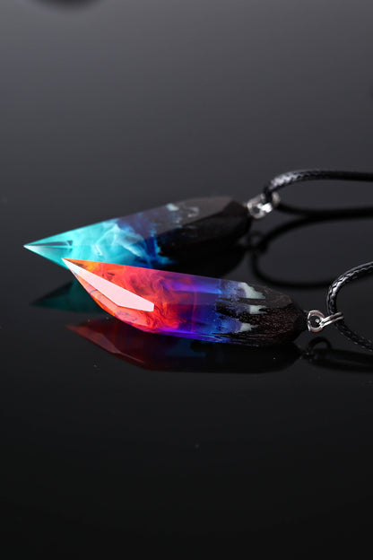 Couple Nightfall & Northern lights faceted pendant