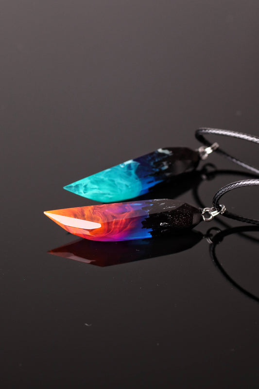 Couple Nightfall & Northern lights faceted pendant