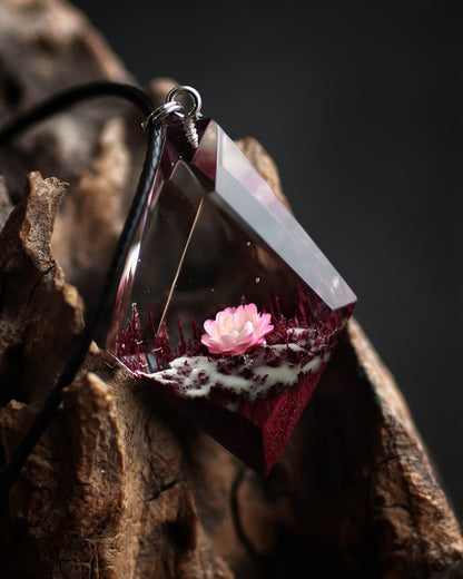 PInk Glixia Amaranth wood Rhombus Pendant