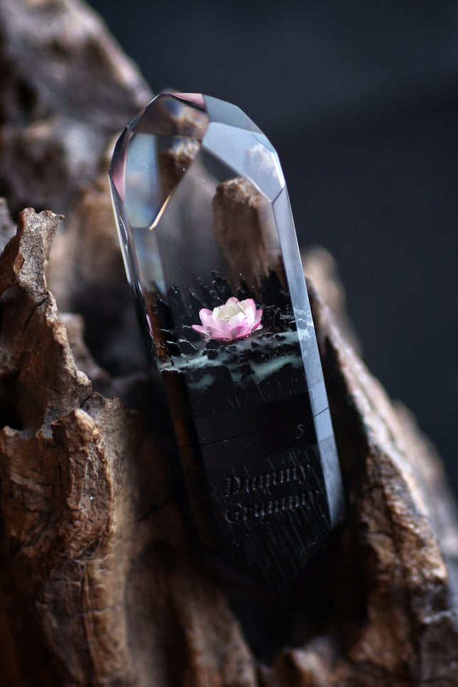 Epoxy resin and wood Pink flower Crystal USB