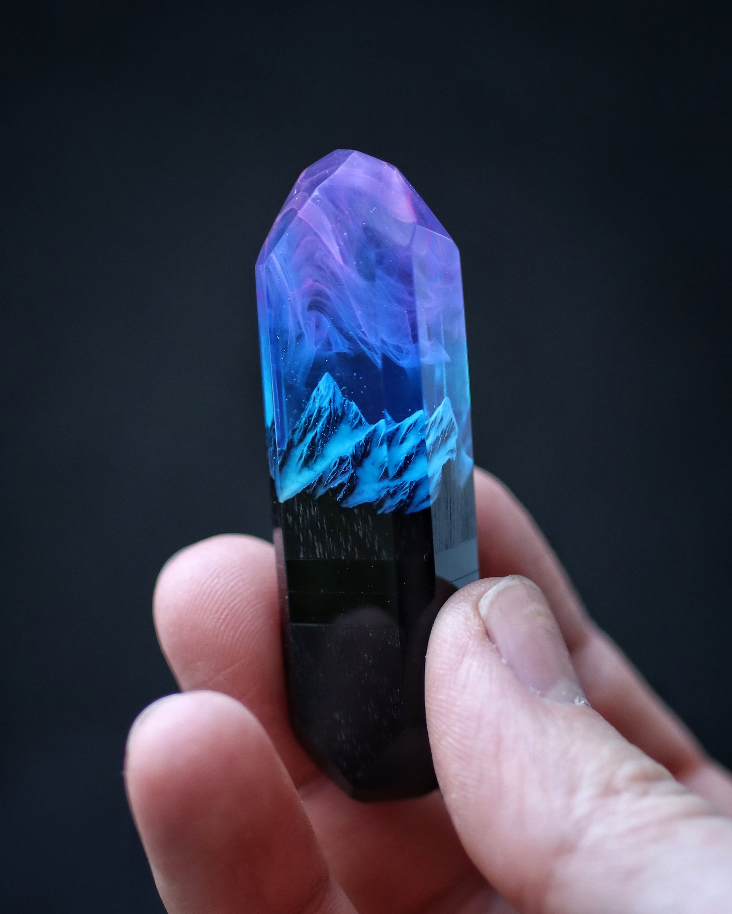 Epoxy resin and wood Nightfall Mountain USB