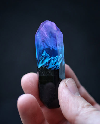 Epoxy resin and wood Nightfall Mountain USB