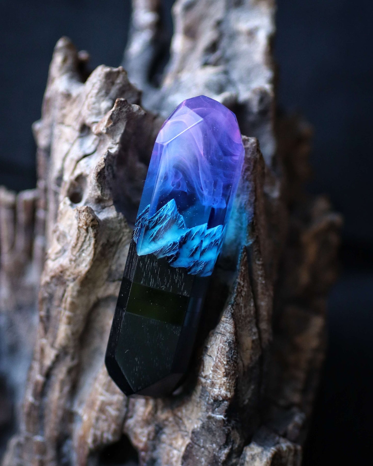 Artistic resin wood USB flash drive with crystal mountain effect