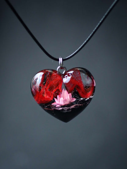 Glixia Flower Red Heart pendant