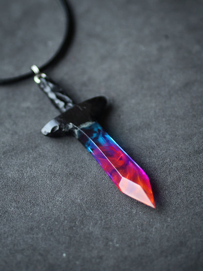 Epoxy resin and wood Nightfall Sword pendant